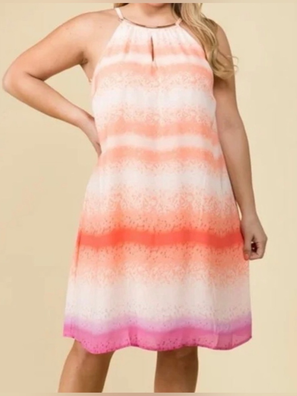 Luxology Sunset Ombré Chiffon Halter Dress - Size 10 - NWOT